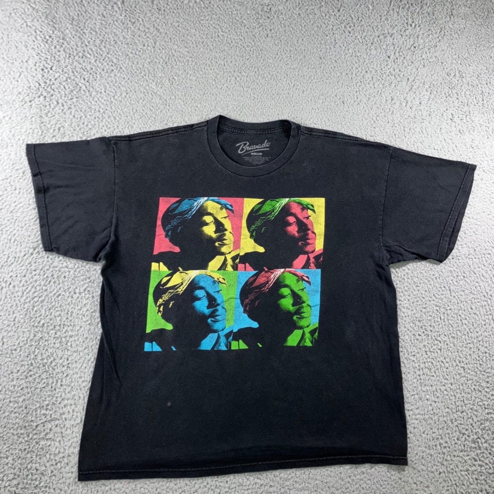 Bravado 2Pac Graphic T-Shirt Men XL Black Faded Grunge Streetwear Retro 90s Rap
